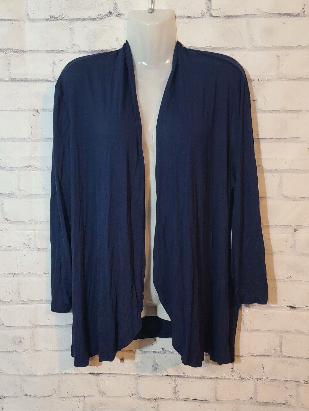 Apt. 9 Women's Navy Solid Open Front Long Sleeve Knit Cardigan 2XL